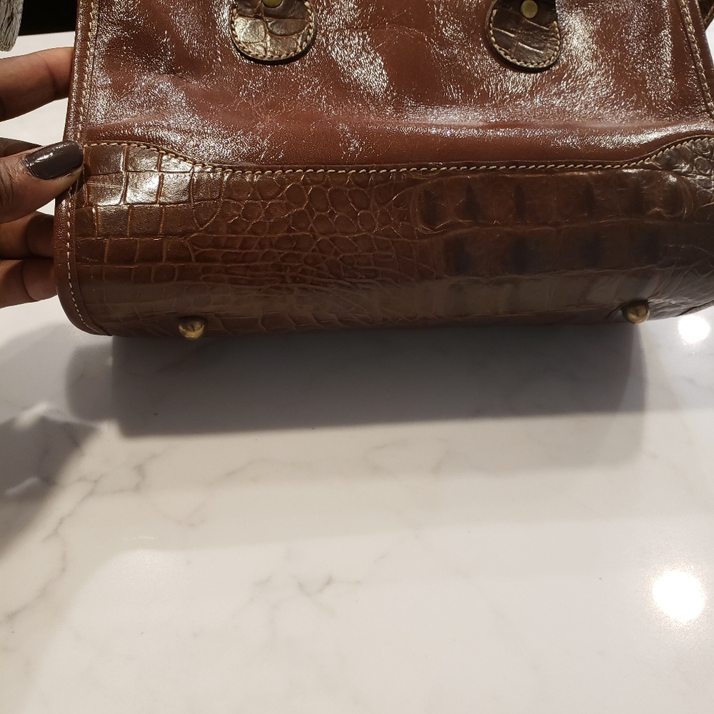 Brahmin Vintage Leather Brown Croc Handbag Doctor Bag